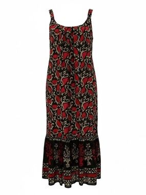 VELVET GRAHAM & SPENCER Ghita Silk Cotton Tank Dress XS Black Red Floral Pockets